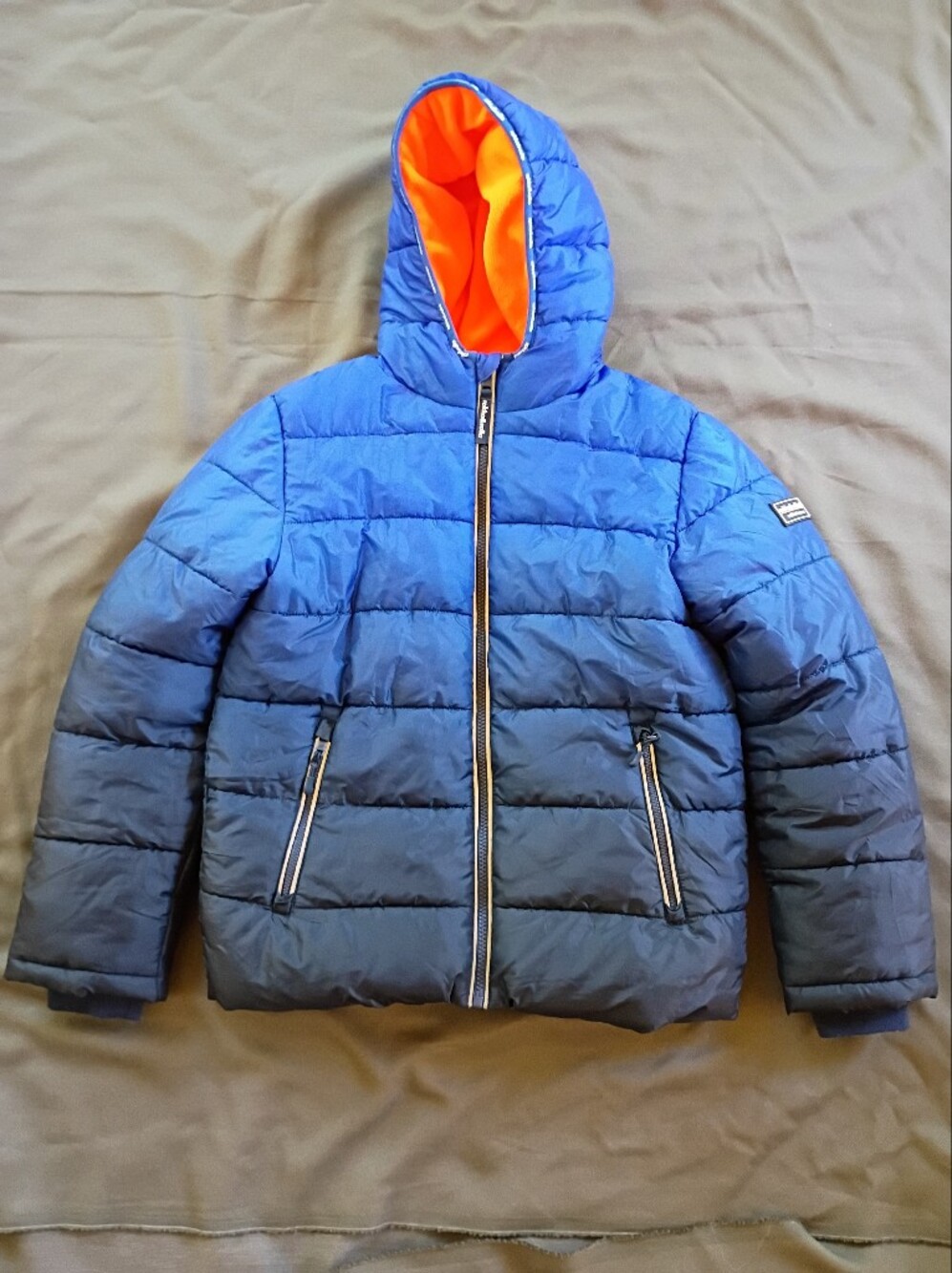 Rokka & Rolla Kids Blue Puffer Jacket with Orange Lining